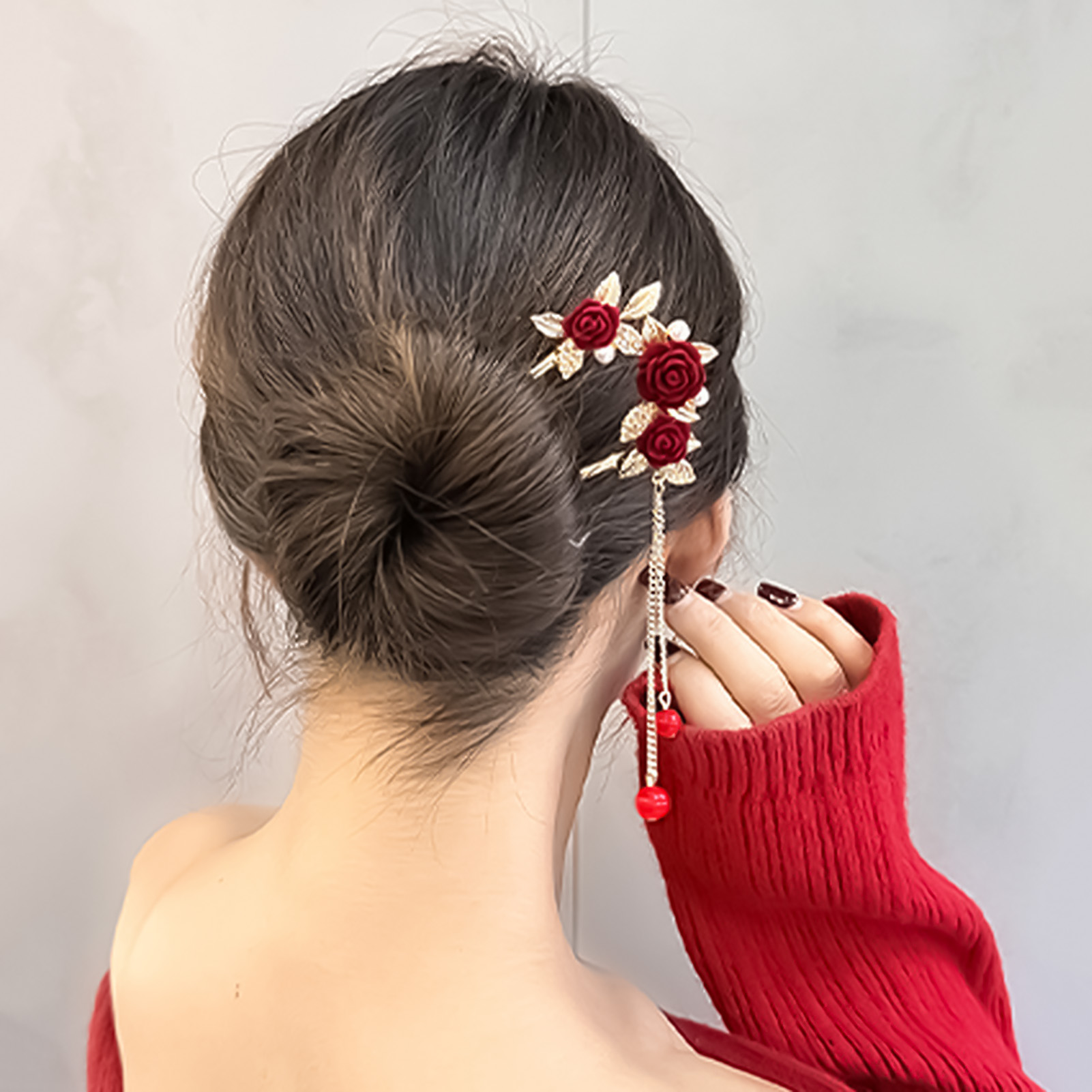 Chinese Style Rose Flower Hair - đánh giá và giá Flower Supplies
