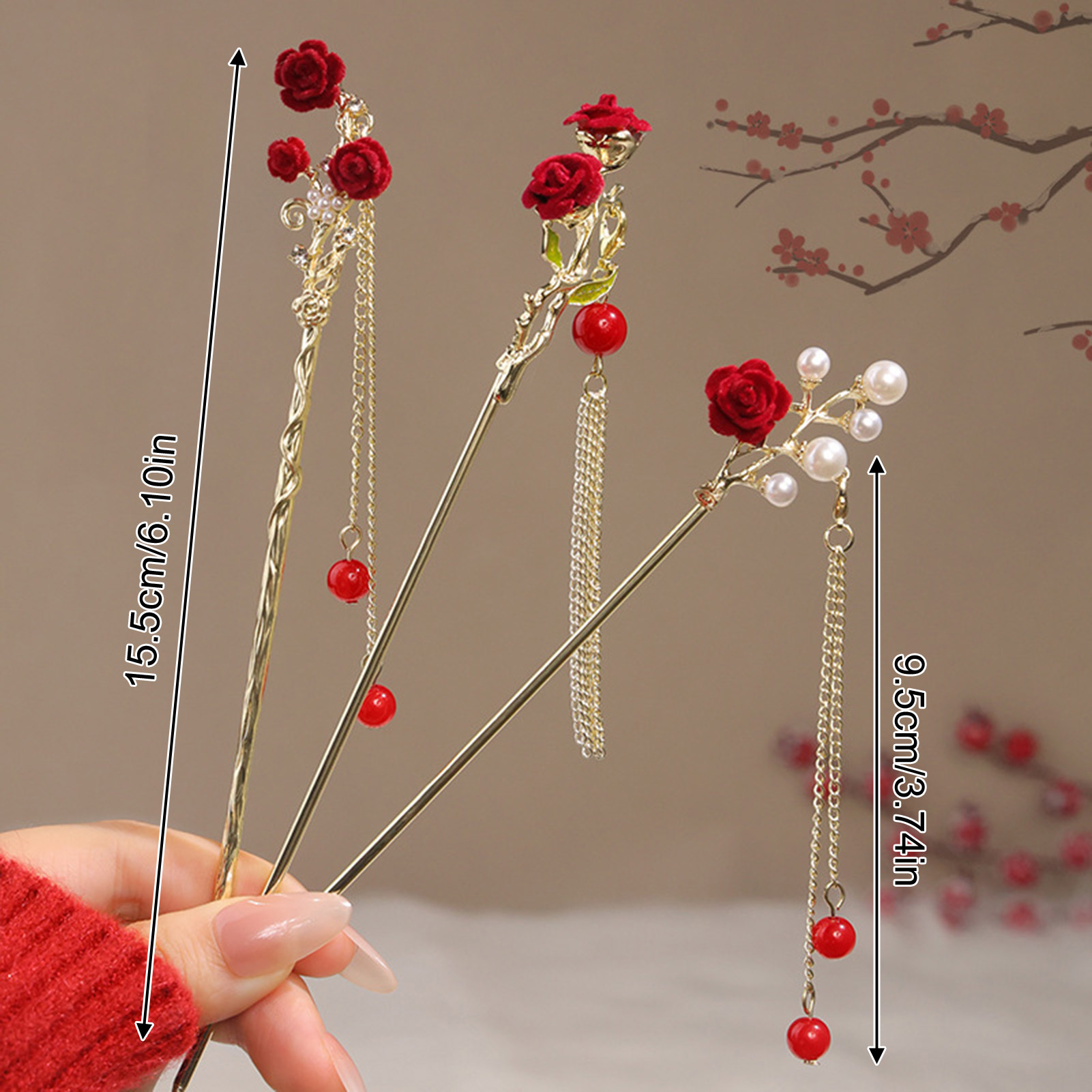 Chinese Style Rose Flower Hair - đánh giá và giá Flower Supplies